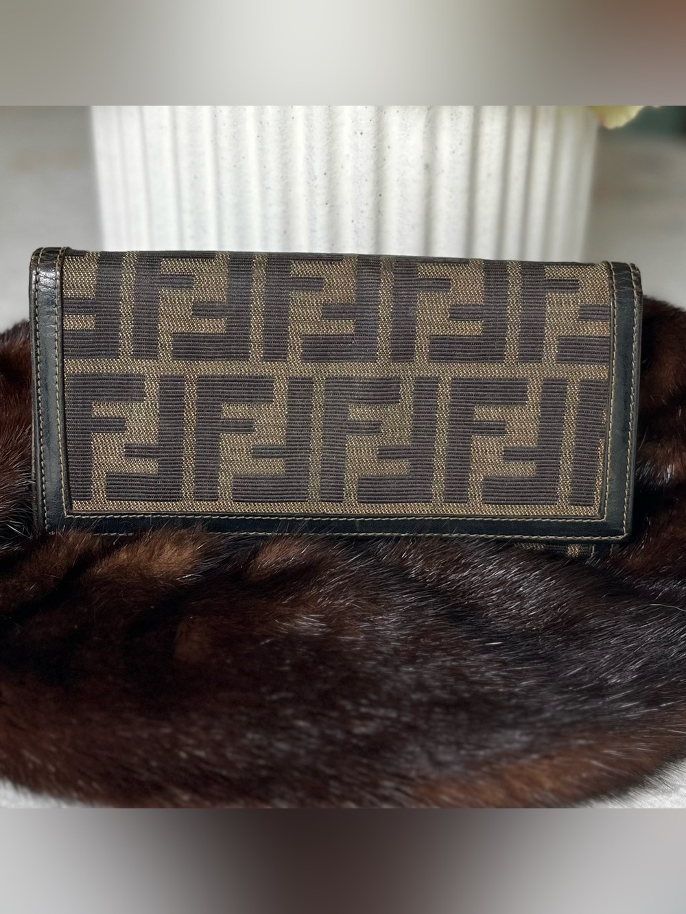 Fendi FF Zucca Canvas  and leather Long Wallet made in Italy.Very Good condition